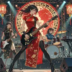 紅装の旋律が揺らすロックの夜