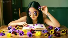 思考する花弁：パンジーの読書室