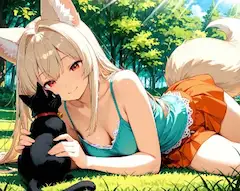狐娘と黒猫の気怠い午後