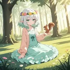 エルフと花冠とリス