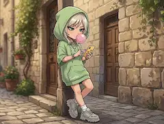 グリーンのパーカーコーデ（ゆな）