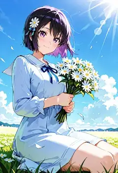 公園でお花摘みをするひまり🌼