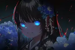 glowing blue eyes
