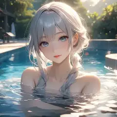 陽光に輝く銀髪の少女