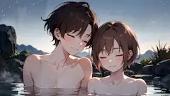 温泉で