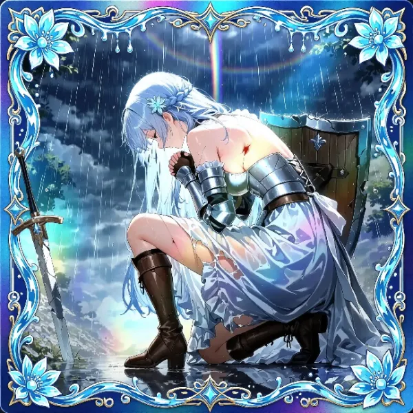雨に跪く戦乙女と虹の残光