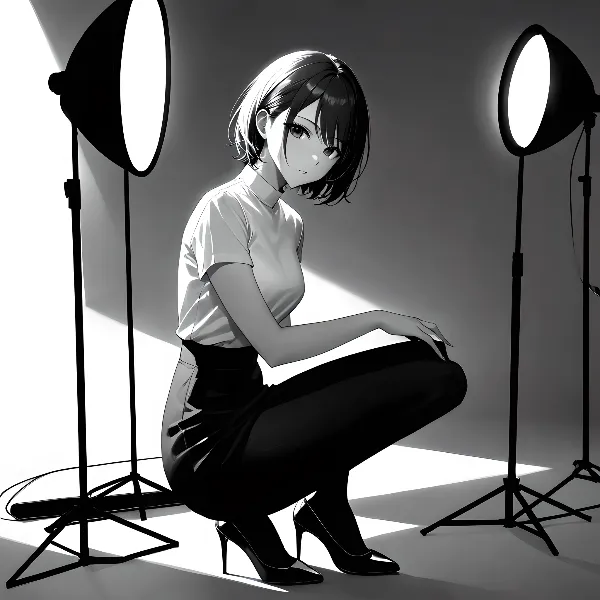 ハイヒール・スタイルの学生モデル撮影