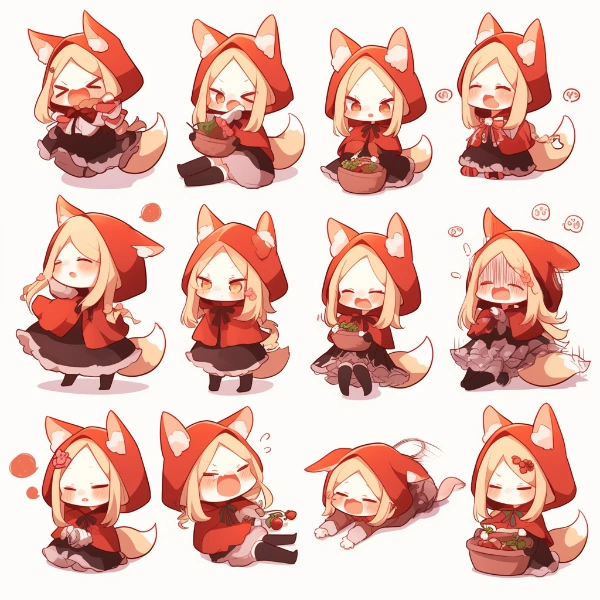 ちび赤ずきんちゃんポーズ集