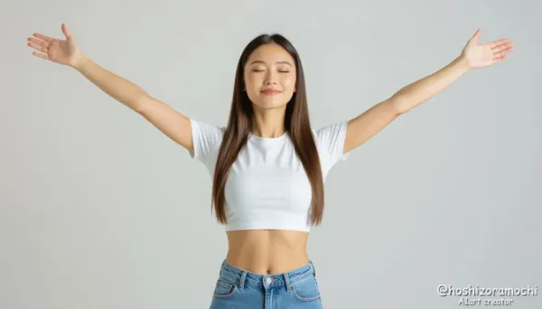 「リフレッシュの伸び」──腕を上げて背伸びをする / "Refreshing stretch" - Raise your arms and stretch