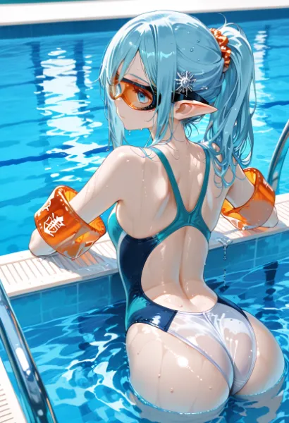水光の端で揺れる青