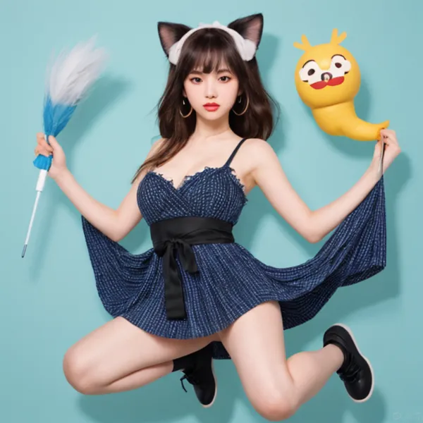 猫耳少女の元気ジャンプ