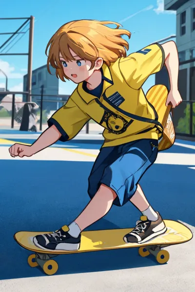 風を切るスケーターの街中冒険