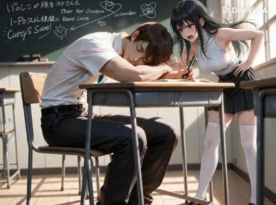 居眠りを注意する女教師