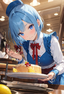 青髪ウエイトレスさんの一日