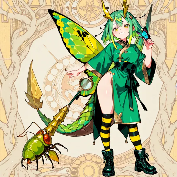 緑の妖精と機械の虫友達