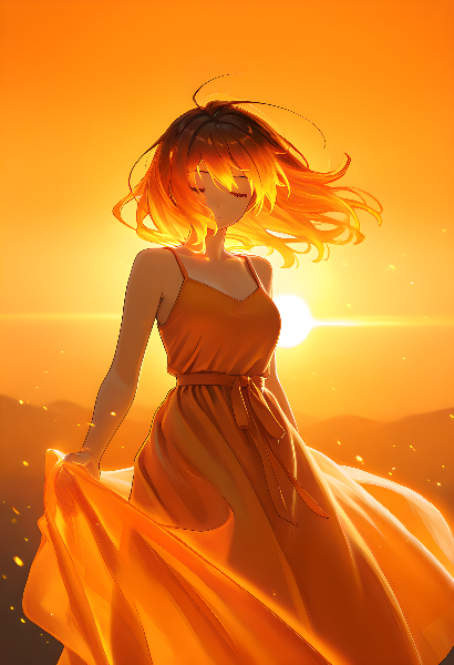 夕陽に溶けゆく炎の少女