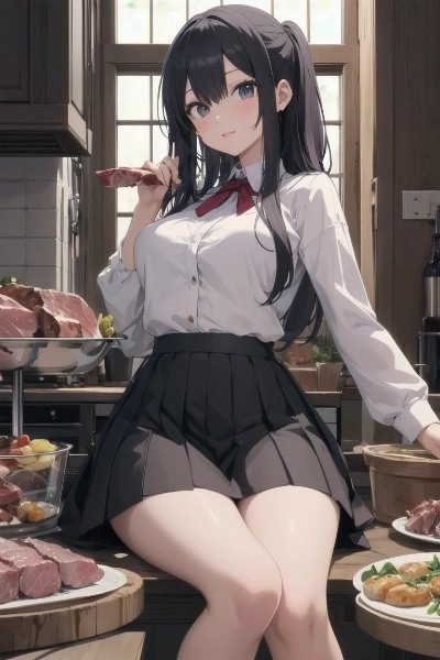 食卓に座る娘