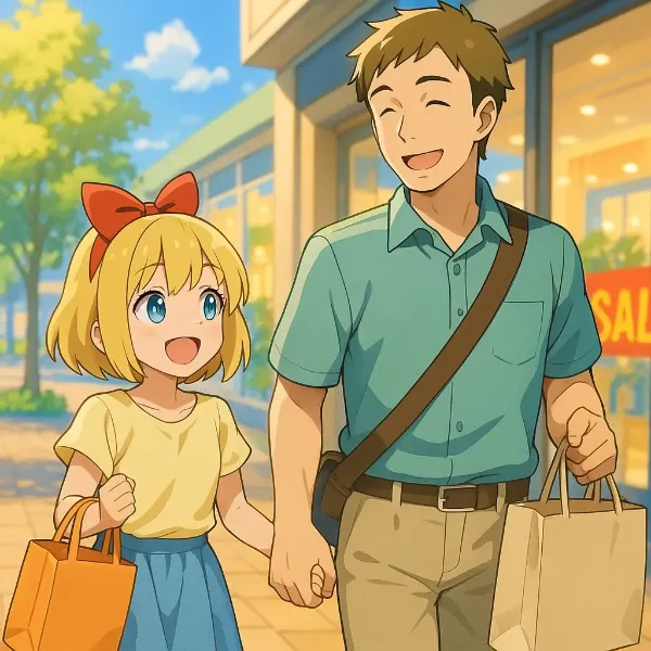 お父さんとお買い物ー