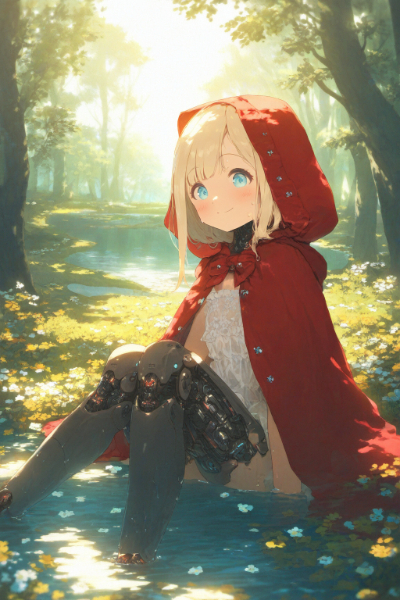 湖で涼むサイボーグ赤ずきん