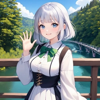 銀髪ボブカット美少女