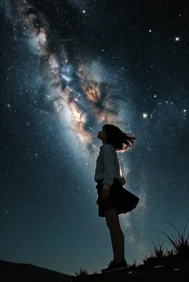 宇宙を見上げる