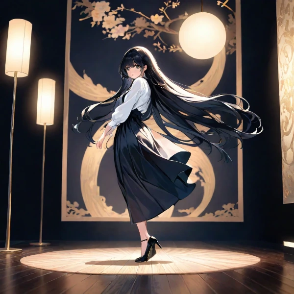 月下に舞う黒髪の乙女