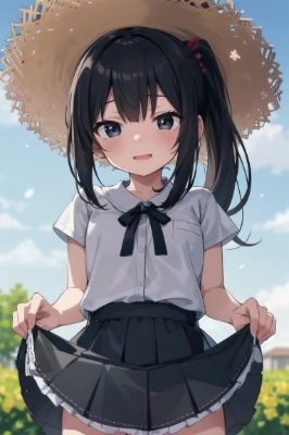 麦わら帽子をかぶった少女