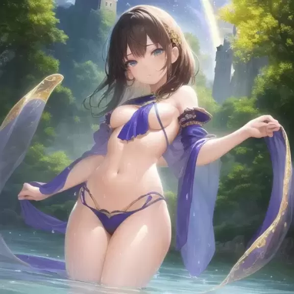 水浴びをする巫女