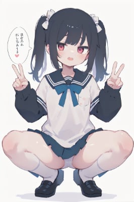 ダブルピース（パンチラ）