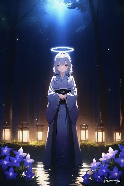 月夜の森に舞い降りた天使