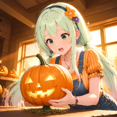 かぼちゃランタン作り中！