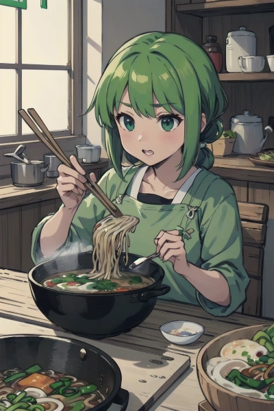 ネギ大盛りの鍋ラーメン