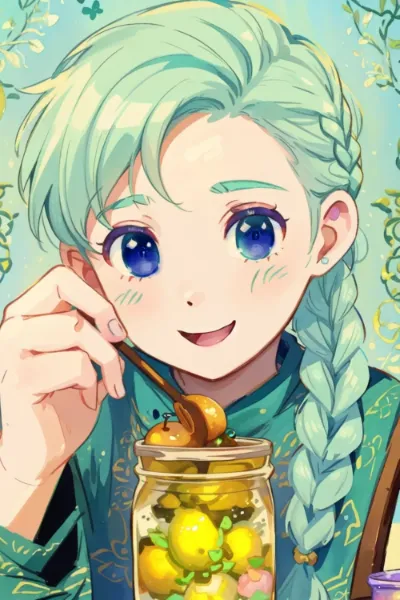 梅を召し上がる殿下。