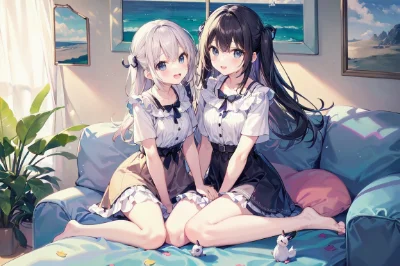 仲の良い双子の女の子