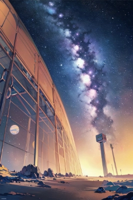 廃墟と夜空