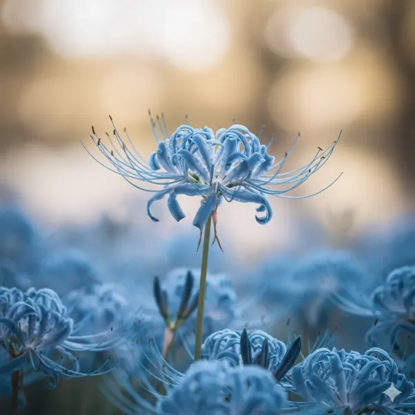 青い花の夕暮れの秘密