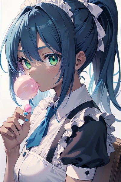 チューインガムと青ポニテメイドちゃん