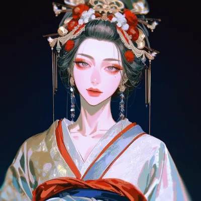 紅花と金の美麗な装い