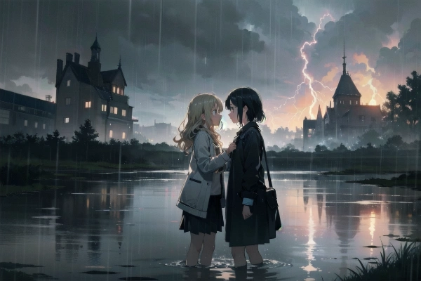 黒髪＆ブロンド・雷雨と洋館