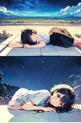 寝転ぶ少女