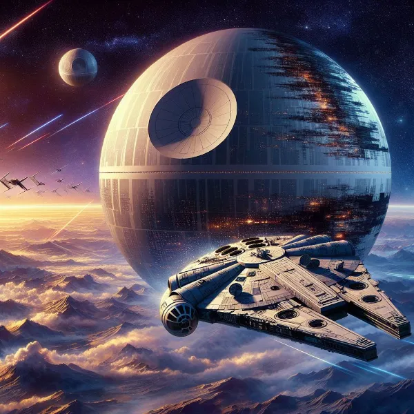 デス・スターとミレニアムファルコン