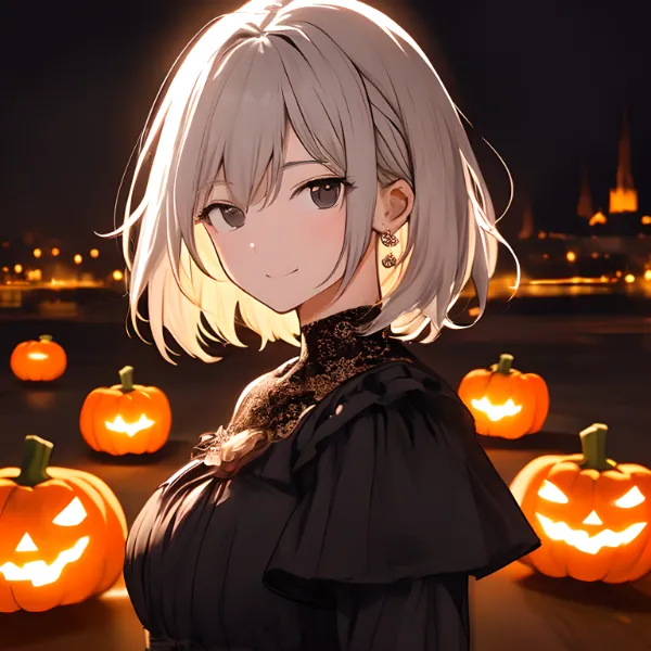 ハロウィンの銀髪少女