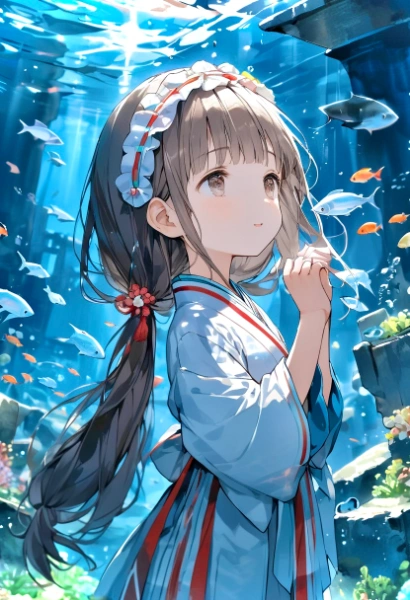 和服少女と廃墟水族館