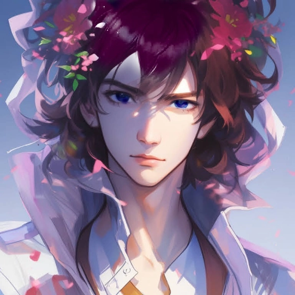 濃い赤紫色の髪