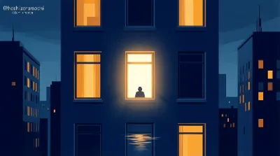 深夜の窓に灯る小さな光