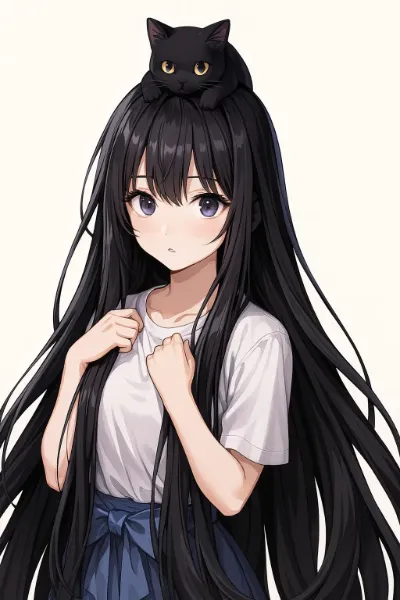 頭上の黒猫少女