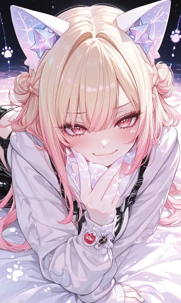星降る夜の猫耳少女の微笑み