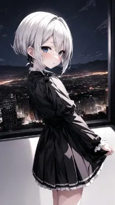 夜景と女の子