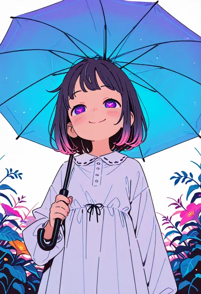 青い傘の下の夢幻散歩