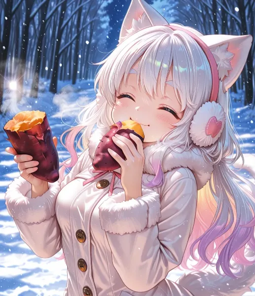 8枚）雪猫さんと焼き芋